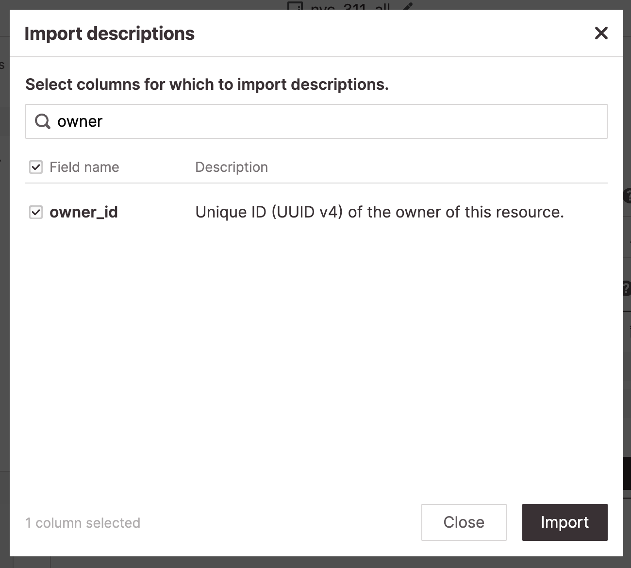 Glean import description feature.